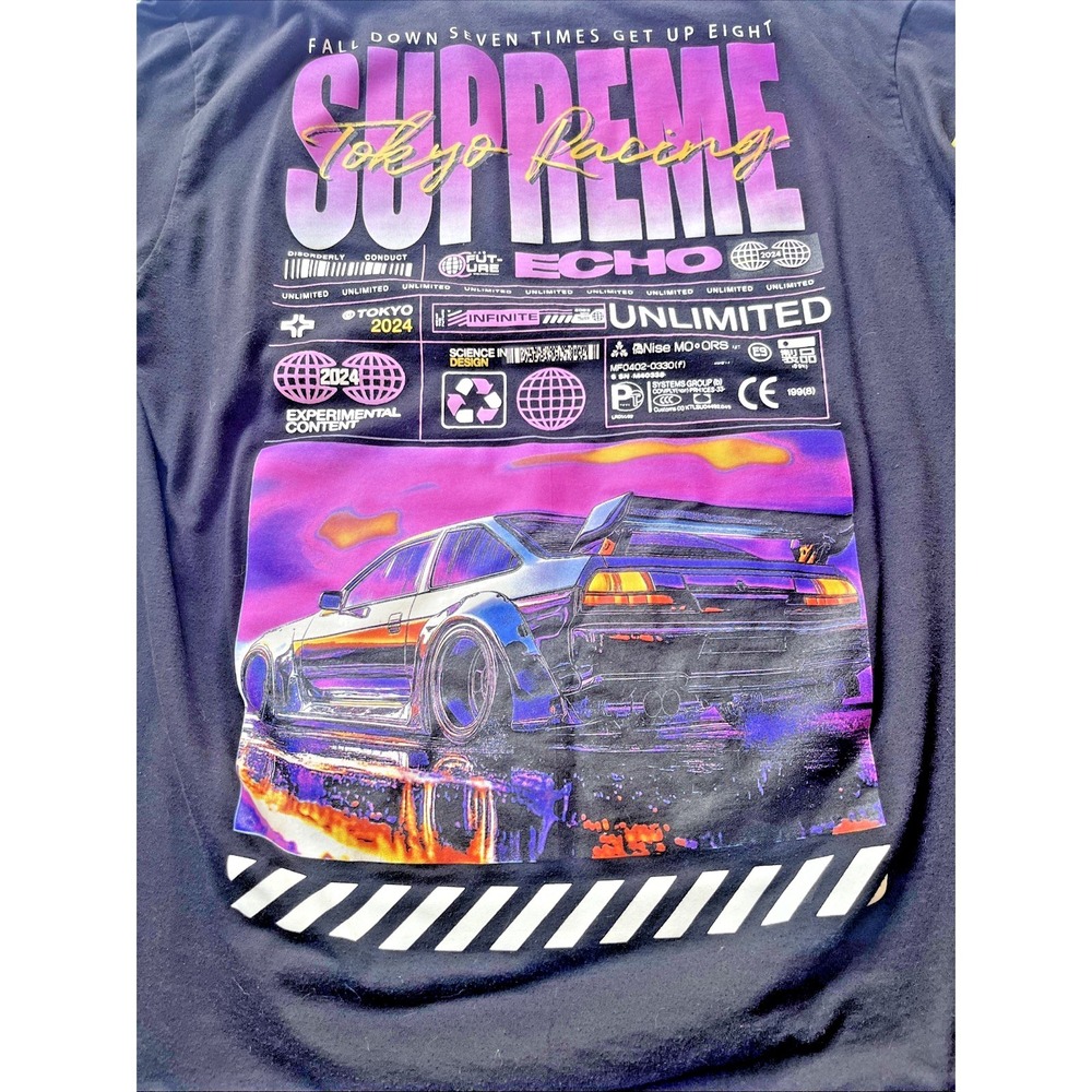 Fresh Laundry Tokyo Racing Graphic Tee Large JDM Drift Vaporwave Streetwear